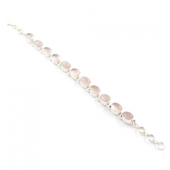 Pure silver handmade pink stone bracelet